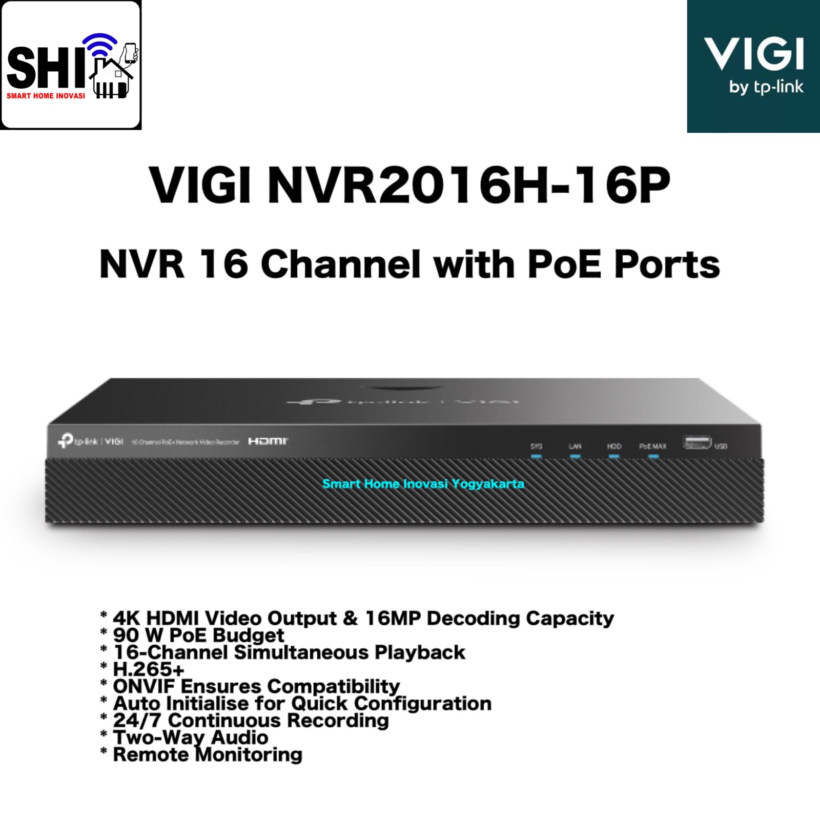 tp-link VIGI NVR2016H-16P, NVR 16 Channel with PoE ports