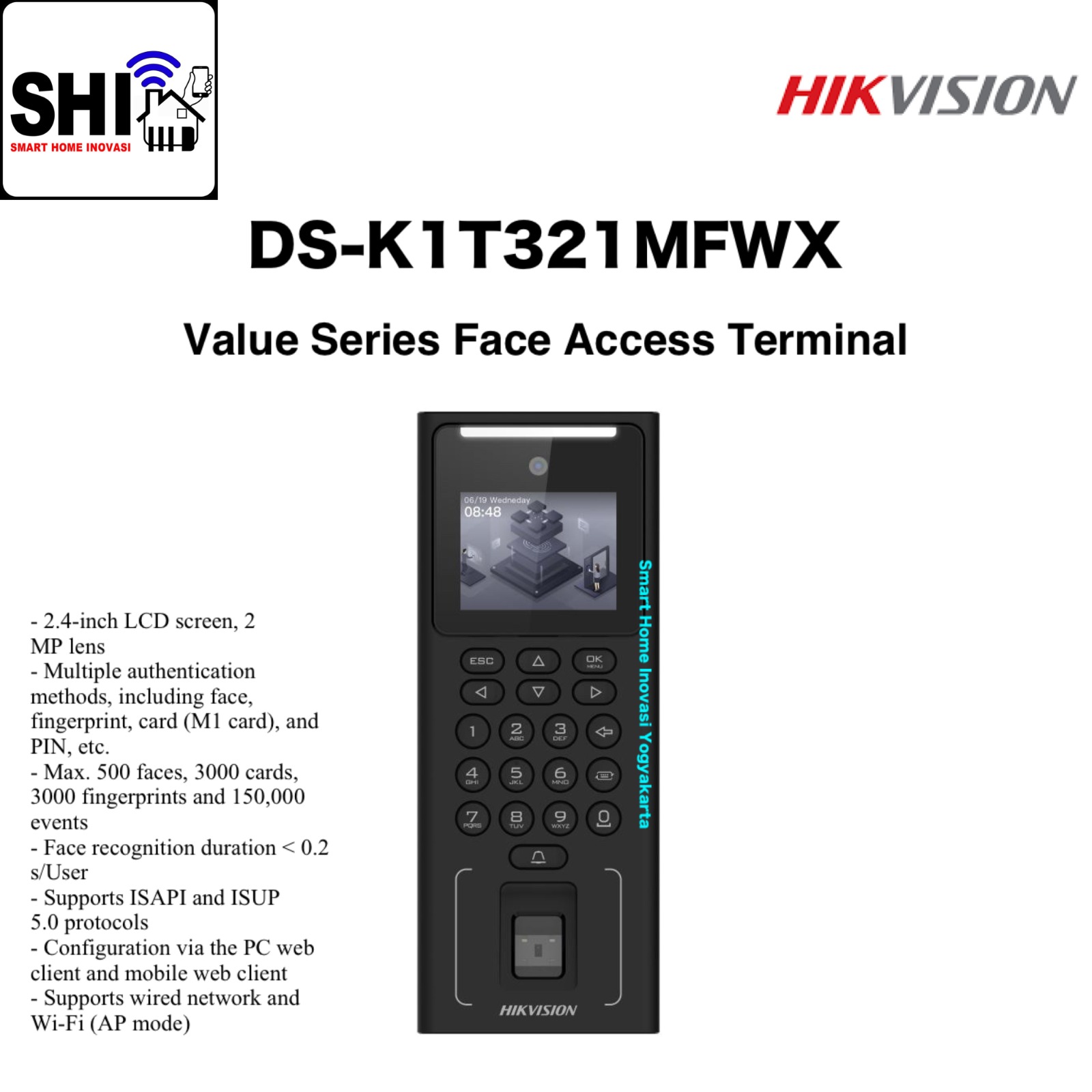 HIKVISION Access Control DS-K1T321MFWX, Value Series Face Access Terminal