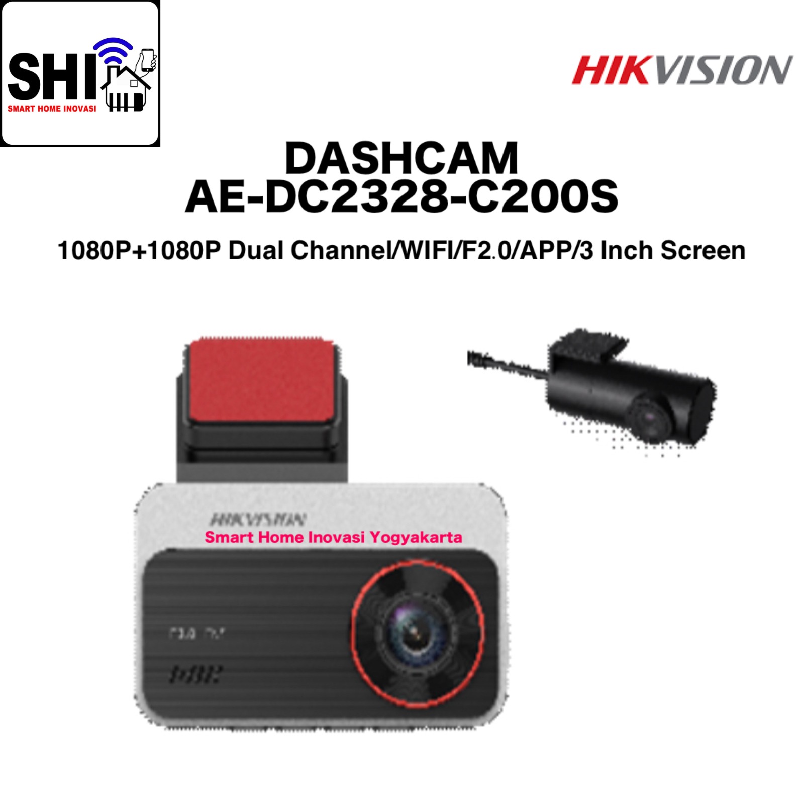 HIKVISION Dash Camera (Dashcam) AE-DC2328-C200S Dual Camera 2MP (1080P) Front & Rear