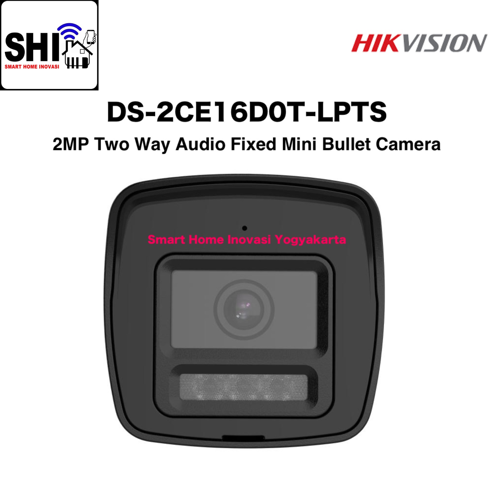 HIKVISION DS-2CE16D0T-LPTS, 2MP Two Way Audio Fixed Mini Bullet Camera Outdoor