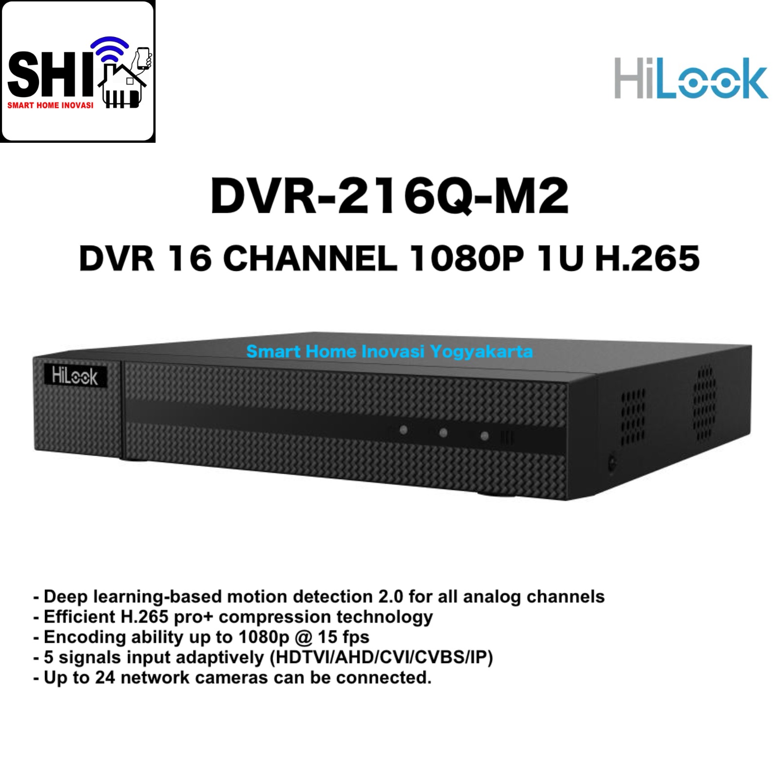 HILOOK DVR-216Q-M2, DVR 16 Channel 2MP (1080p) 1U H.265