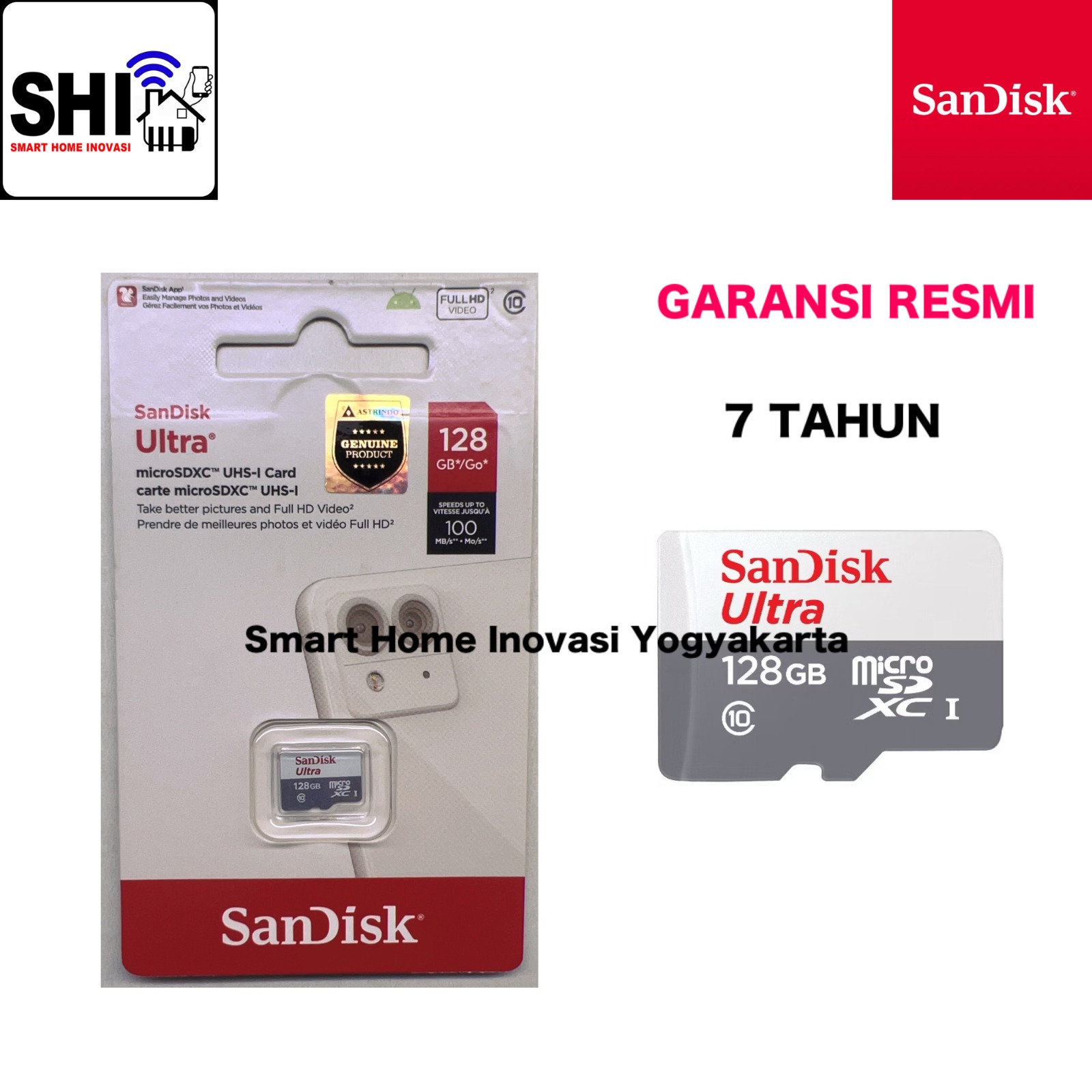 SANDISK Ultra 100Mb/s Micro SD Card 128GB