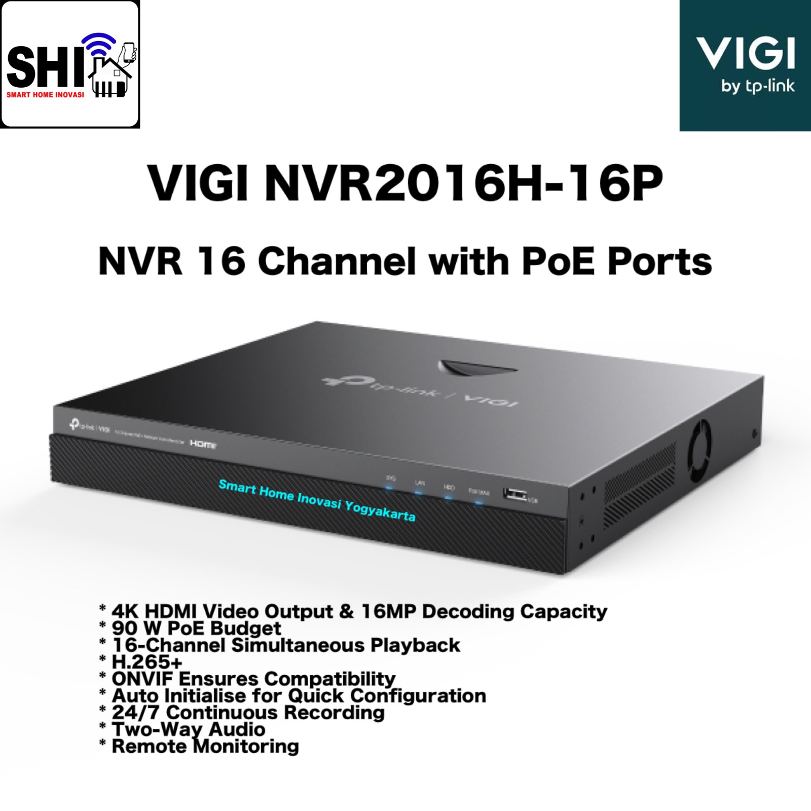 tp-link VIGI NVR2016H-16P, NVR 16 Channel with PoE ports