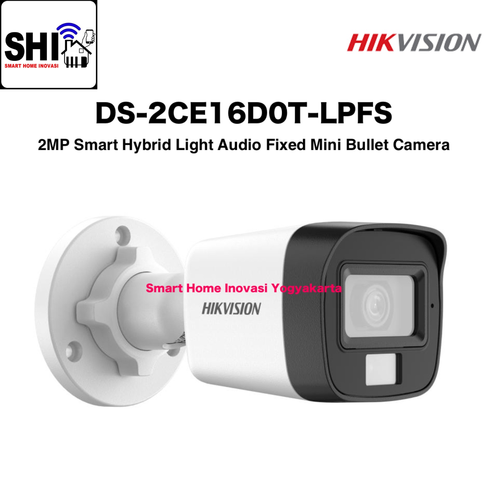 HIKVISION DS-2CE16D0T-LPFS, 2MP Smart Hybrid Light Audio Fixed Mini Bullet Camera
