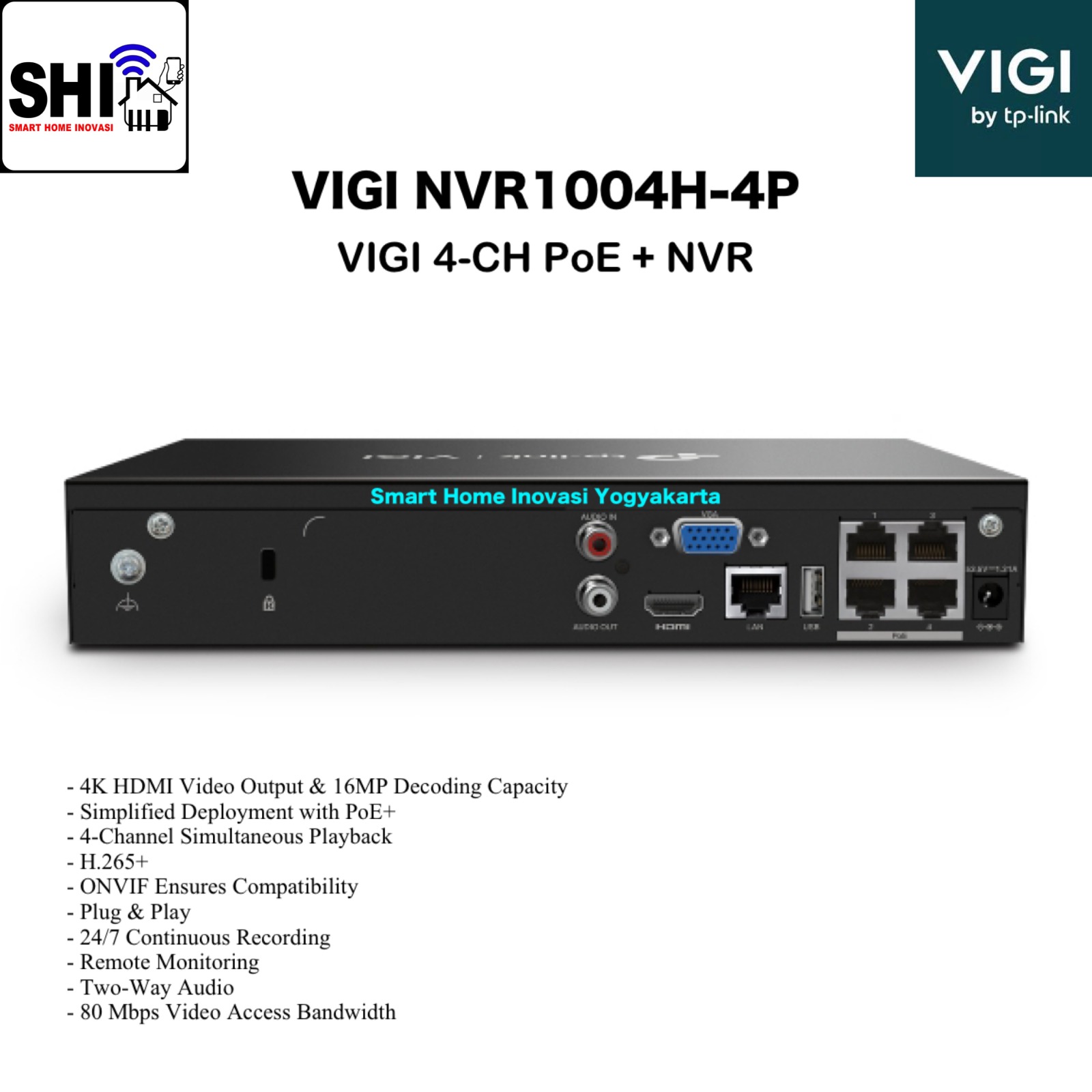 tp-link VIGI NVR 4 Channel PoE NVR1004H-4P