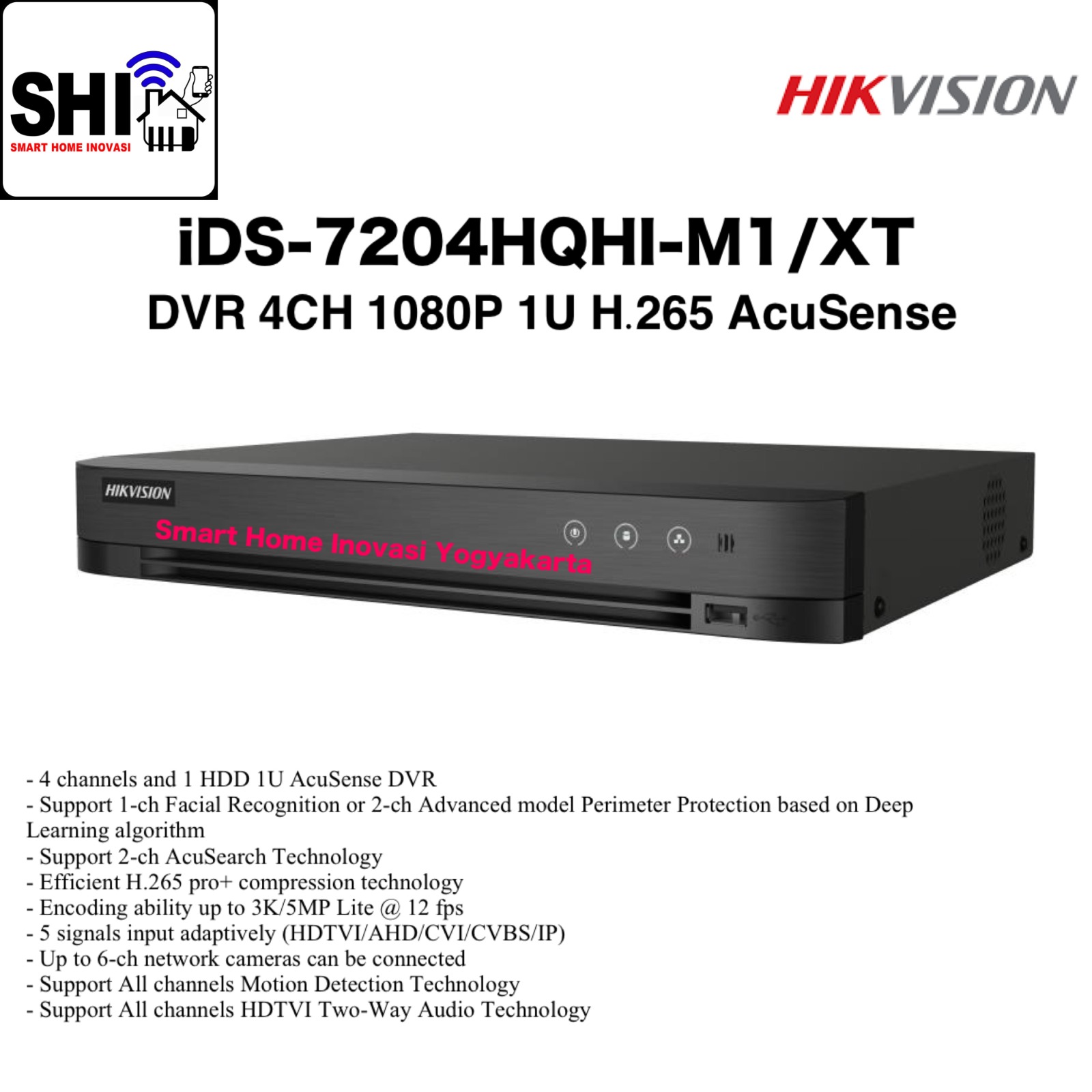 HIKVISION iDS-7204HQHI-M1/XT, DVR 4CH 1080P 1U H.265 AcuSense