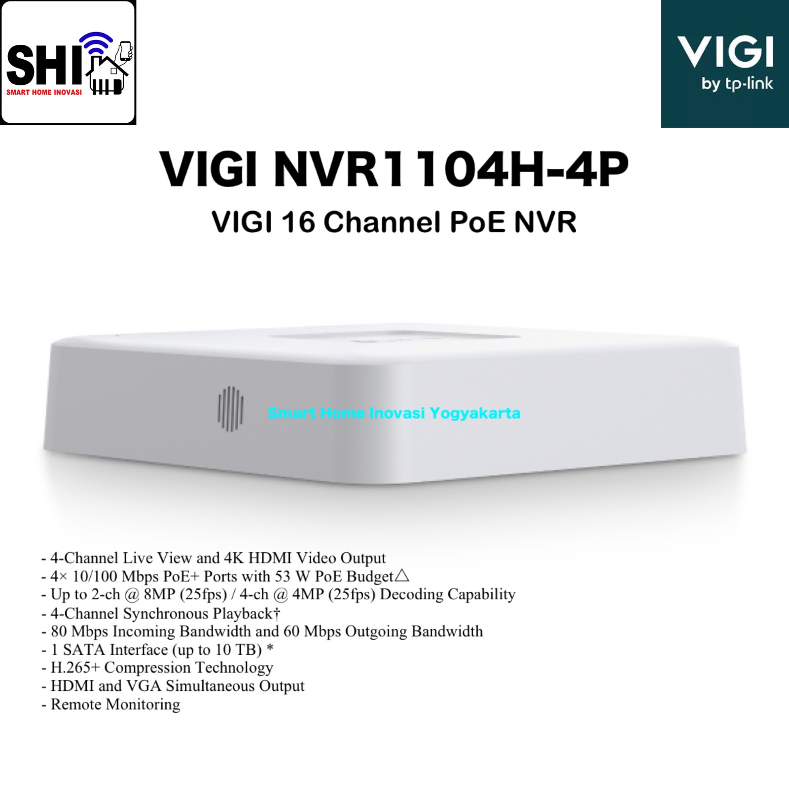 tp-link VIGI  NVR 4 Channel with 4 PoE Port NVR1104H-4P