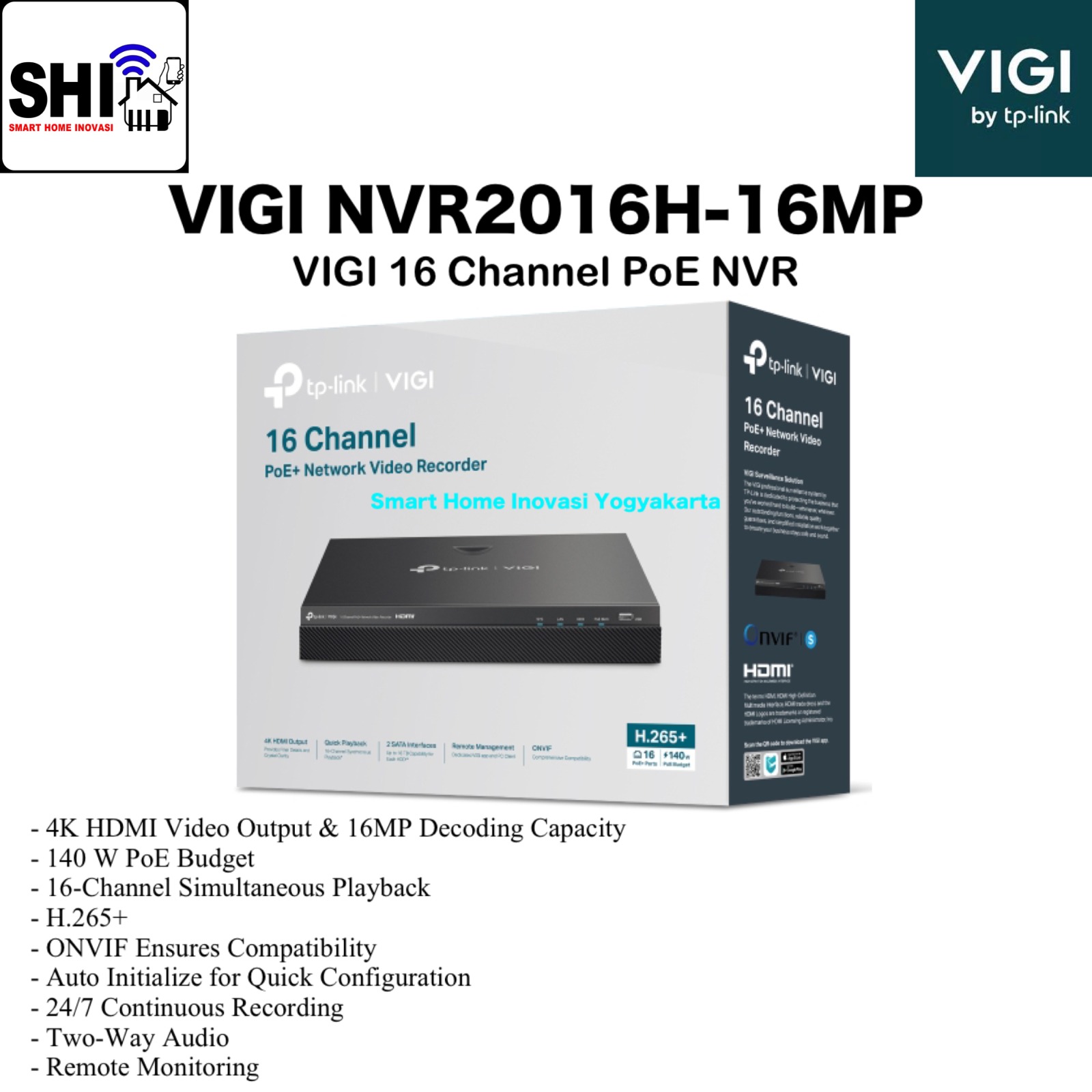 tp-link VIGI NVR 16 Channel PoE NVR2016H-16MP