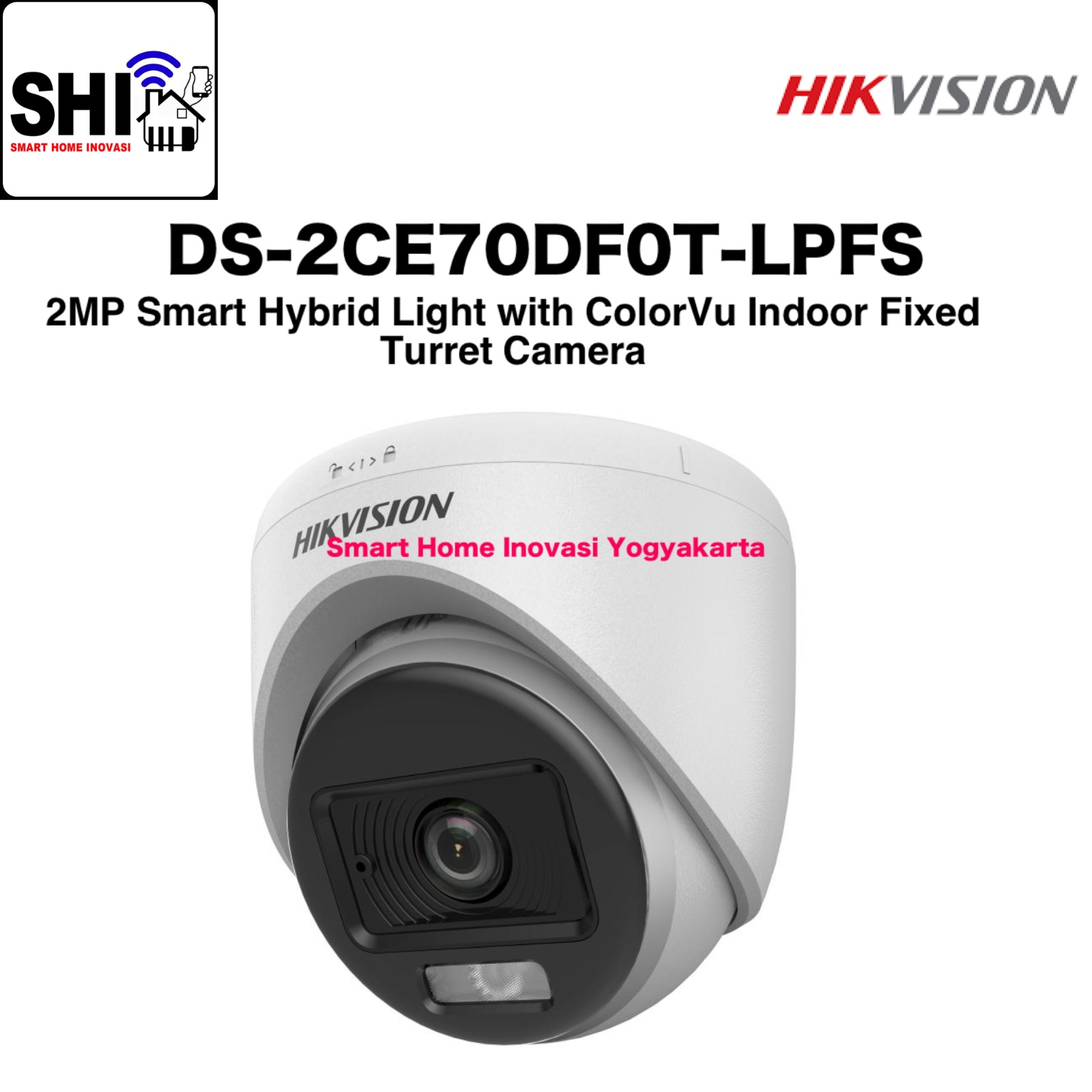 HIKVISION DS-2CE70DF0T-LPFS, 2MP Smart Hybrid Light with ColorVu Indoor Fixed Turret Camera
