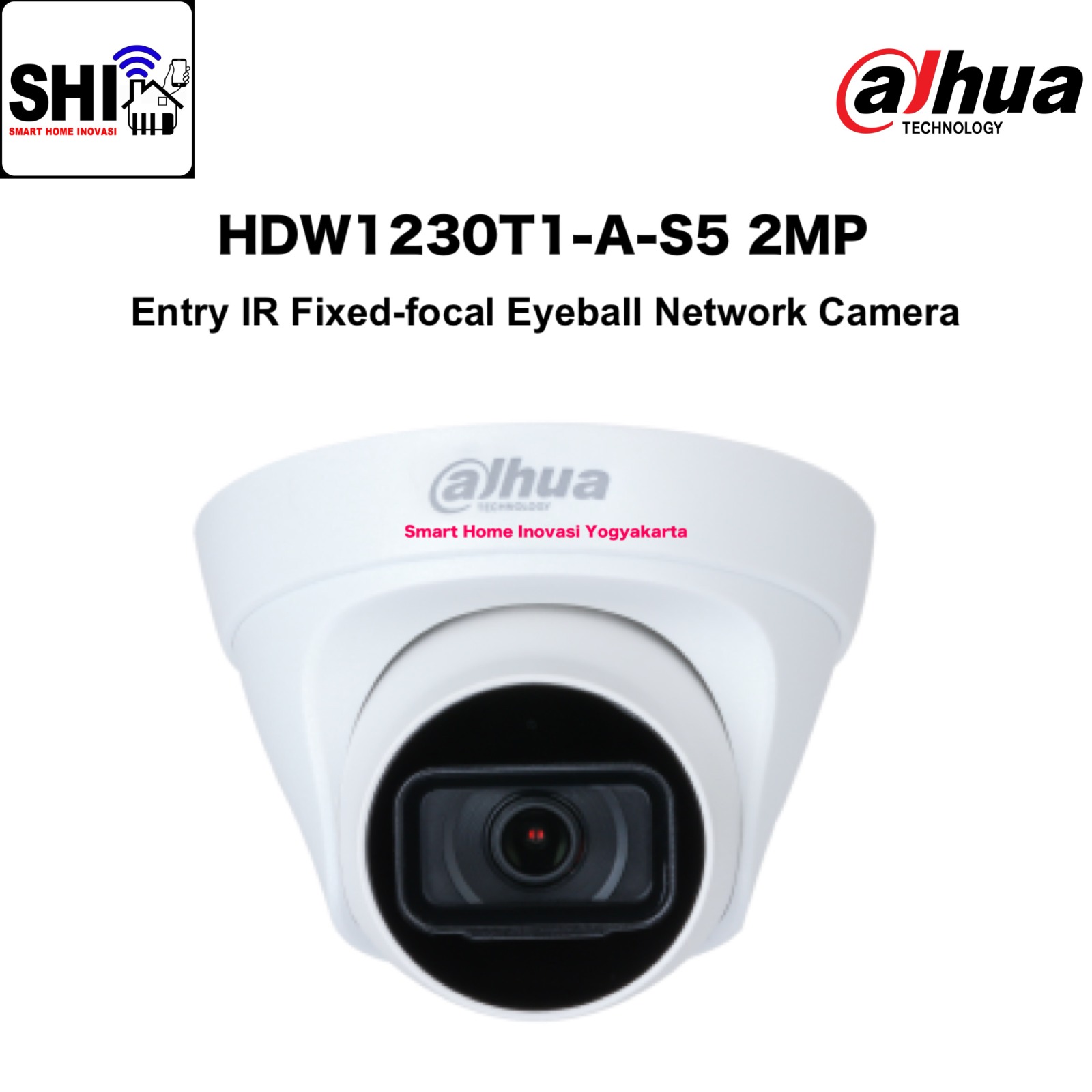DAHUA PoE Camera Turret Indoor 2MP (1080) IPC-HDW1230T1-A-S5, Entry IR Fixed-focal Eyeball Network Camera