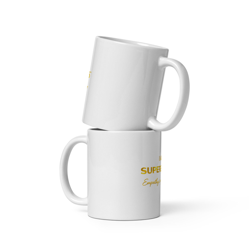 White glossy mug Super Emppis - Empathy is my super power text