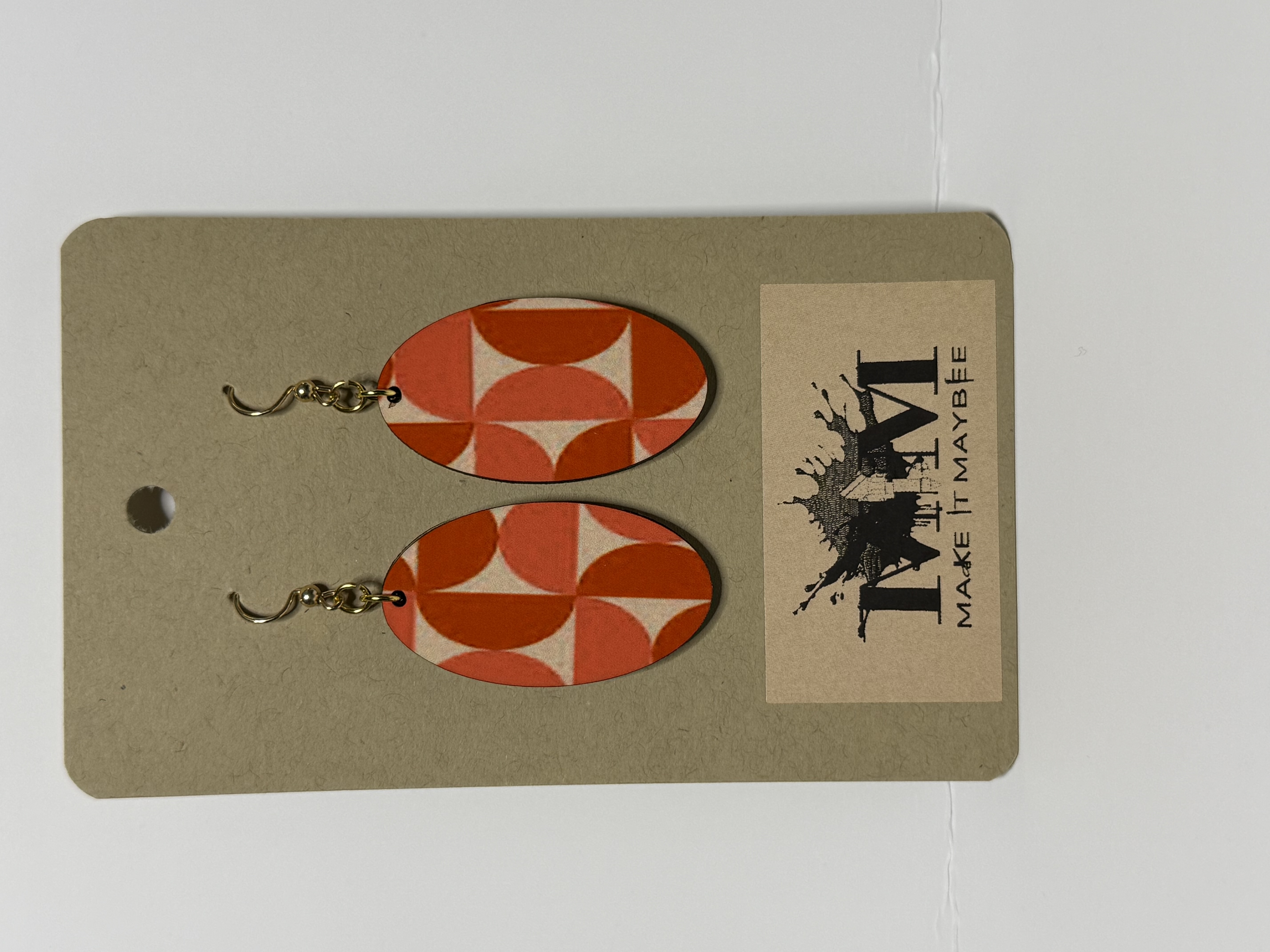 Geometric Pattern Wooden Earrings