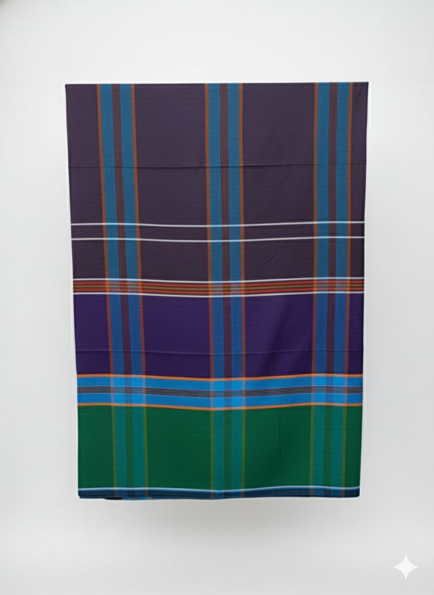 Oil Print Lungi - Green Purple