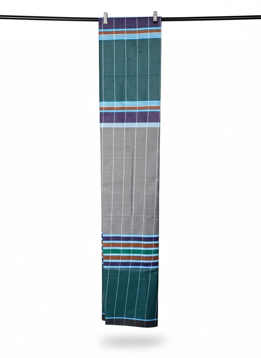 Oil Print Lungi - Peacock Green