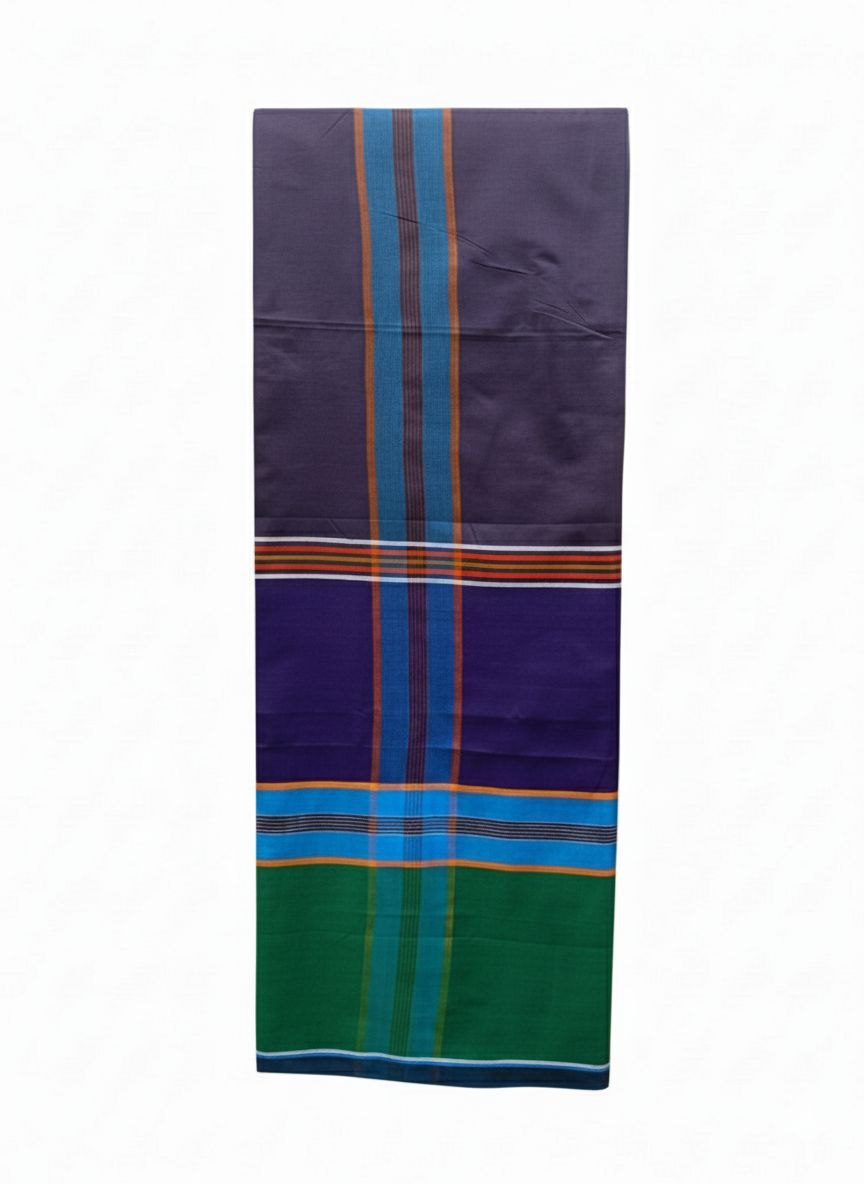 Oil Print Lungi - Green Purple
