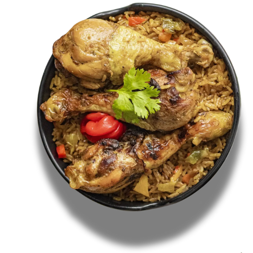 Grilled Chicken Drumsticks with Jollof Rice