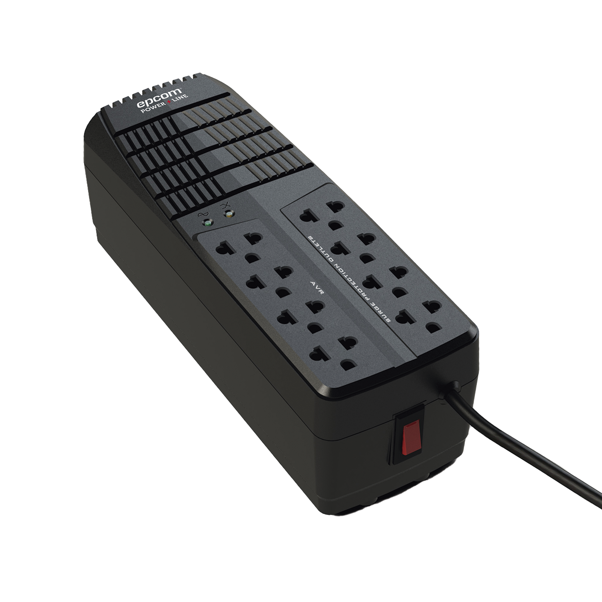 Regulador de Voltaje 1000 VA-500 W / 4 Contactos con AVR / 4 Contactos con Supresor de Picos / Protección RJ11