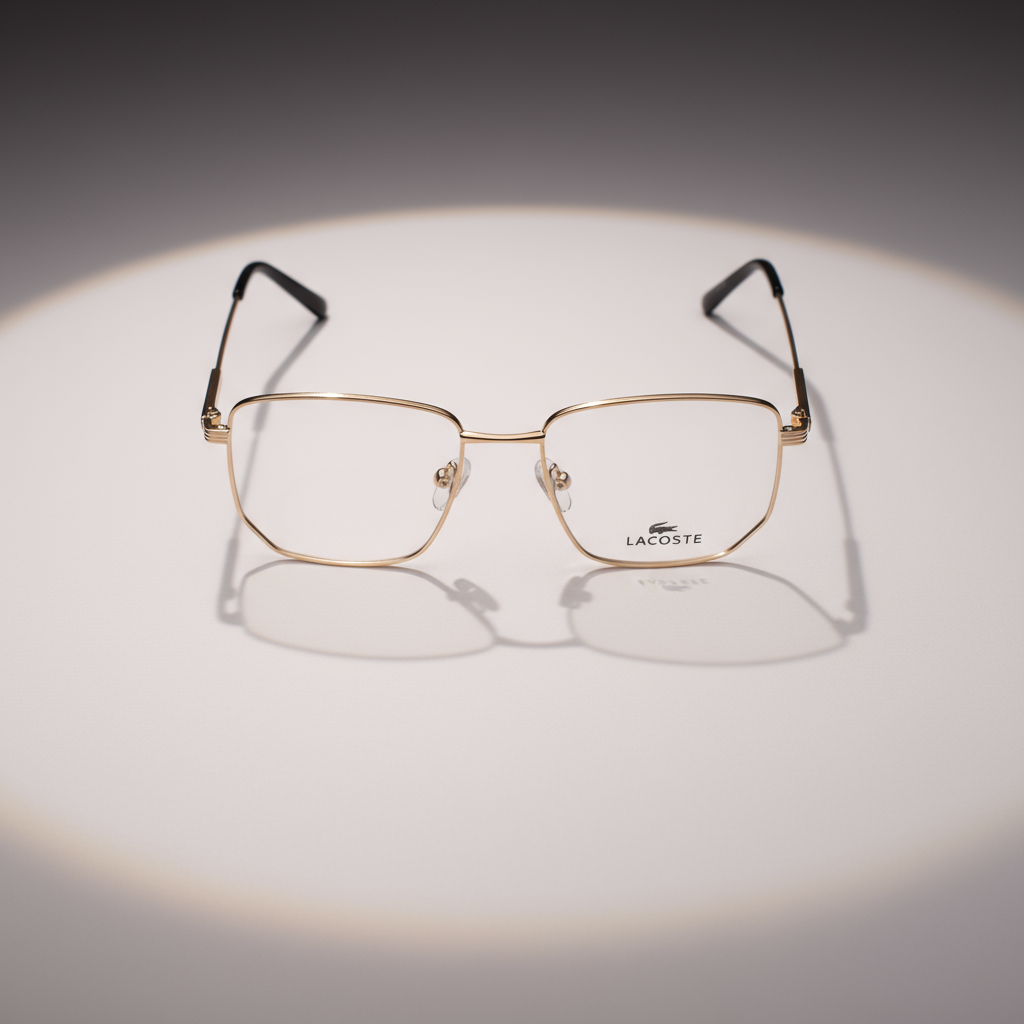 LACOSTE Gold Geometric Eyeglasses