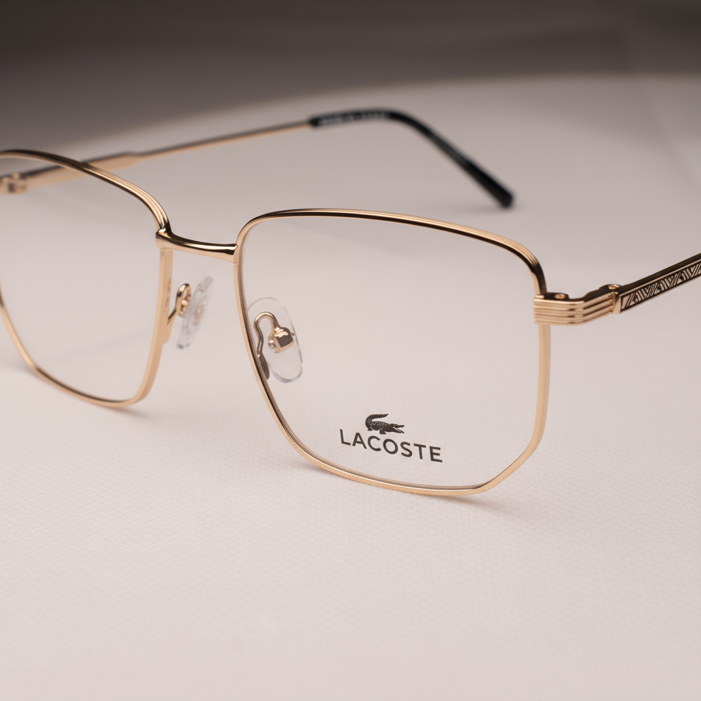 LACOSTE Gold Geometric Eyeglasses