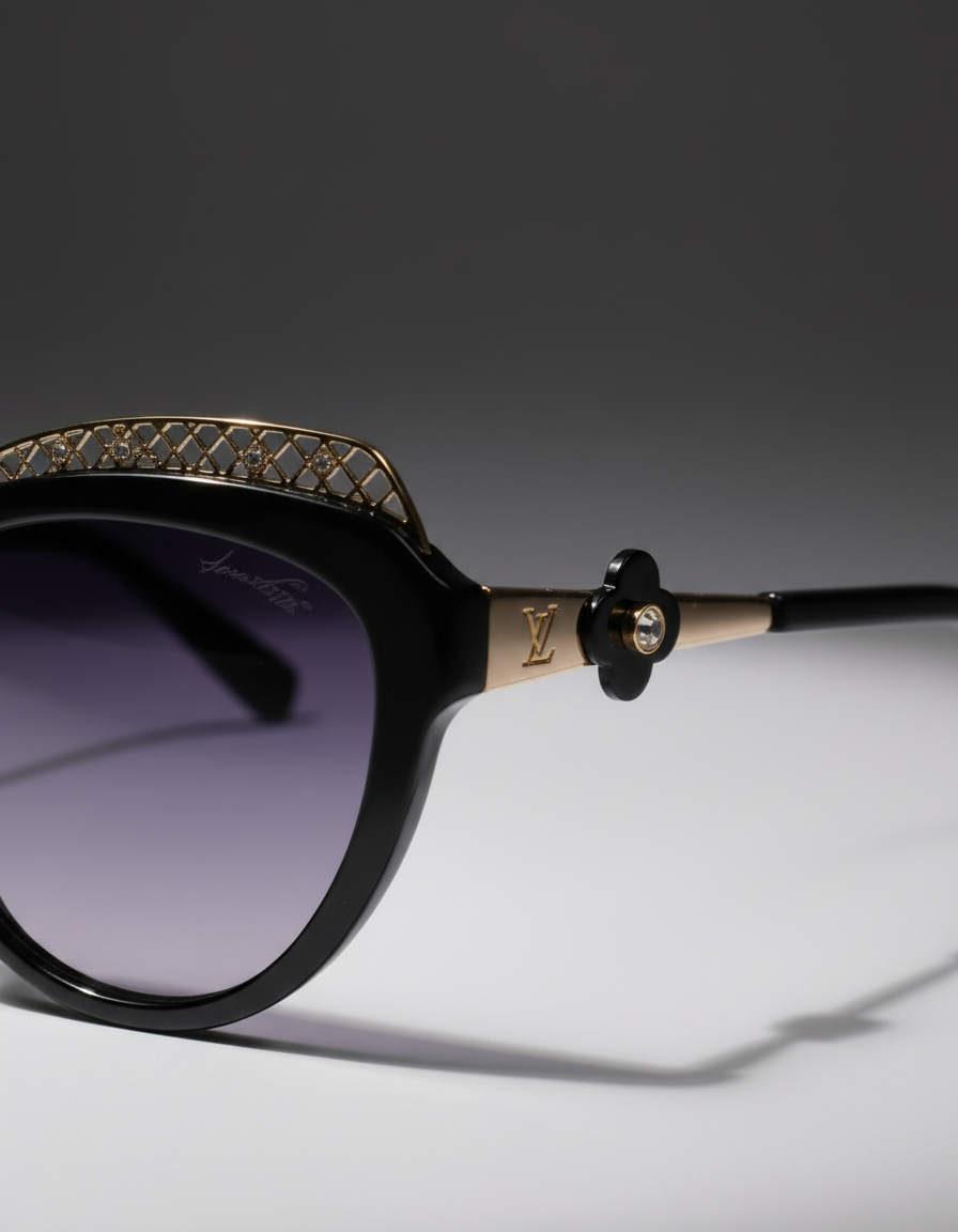 Louis Vuitton Elegant Black Cat Eye Sunglasses