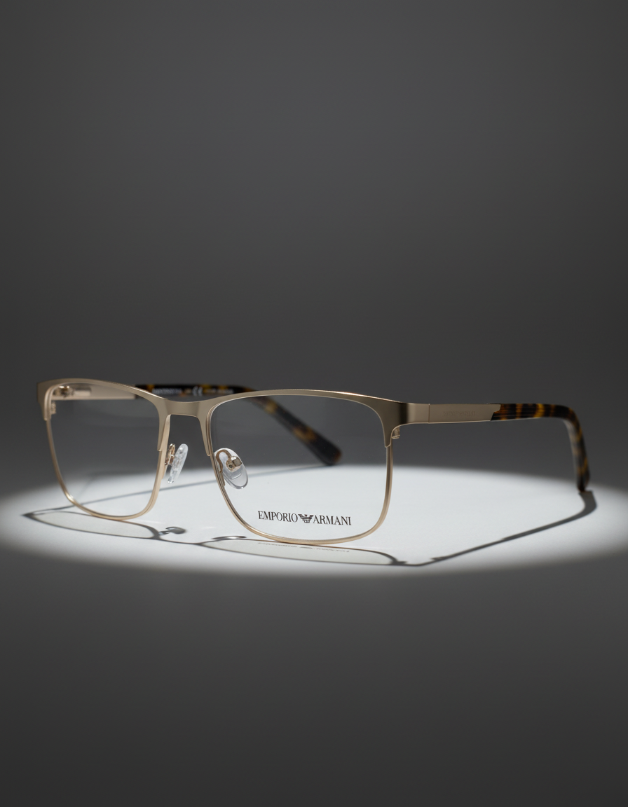 Emporio Armani Gold Rimless Eyeglasses