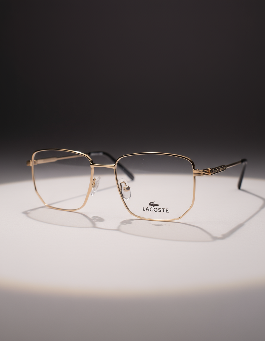 LACOSTE Gold Geometric Eyeglasses