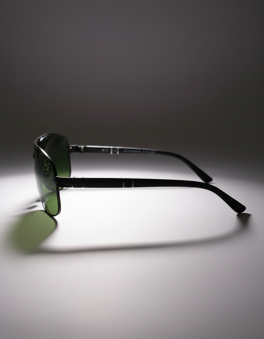 Persol Matte black Green-Tinted Sunglasses