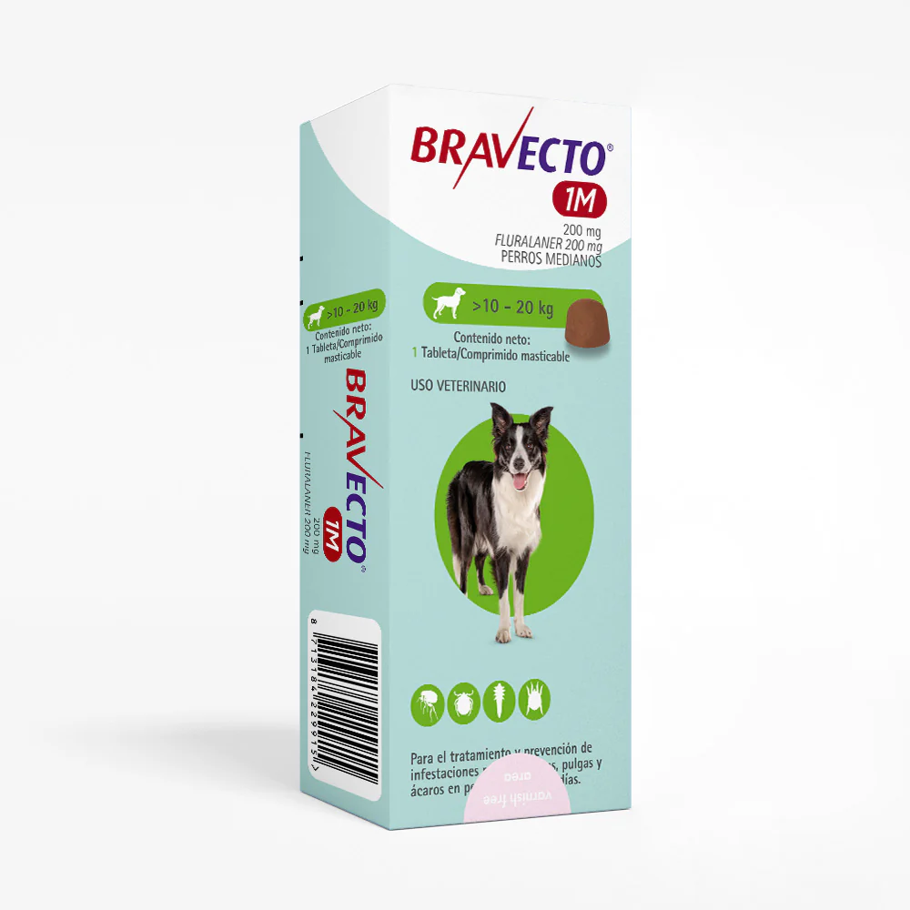 BRAVECTO 1M 200 MG 10-20 KG 1TAB 1MES DURACION