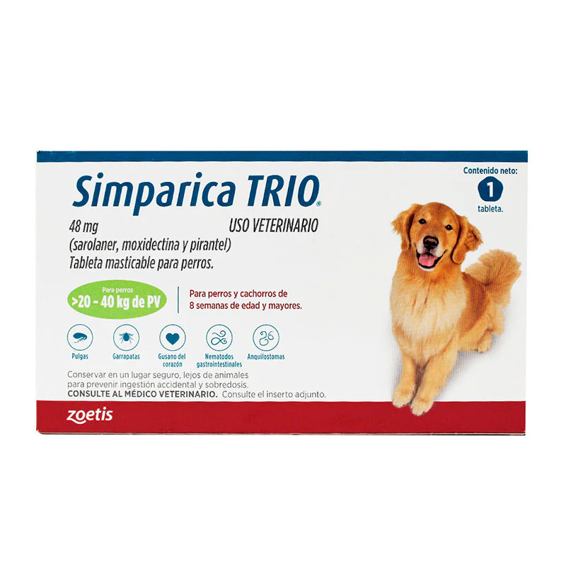 SIMPARICA TRIO 48 MG 20-40 KG 1TAB