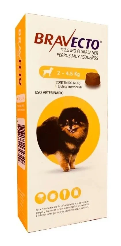 BRAVECTO 112.5 MG 2 - 4 KG 1 TAB 3 MESES DE DURACION
