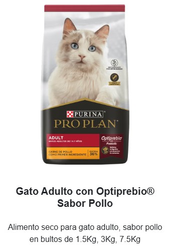 Purina Pro Plan Gato Adulto 1-6 años Sabor Pollo