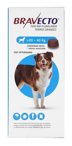 BRAVECTO 1000 MG 20-40KG 1TAB 3 MESES DE DURACION