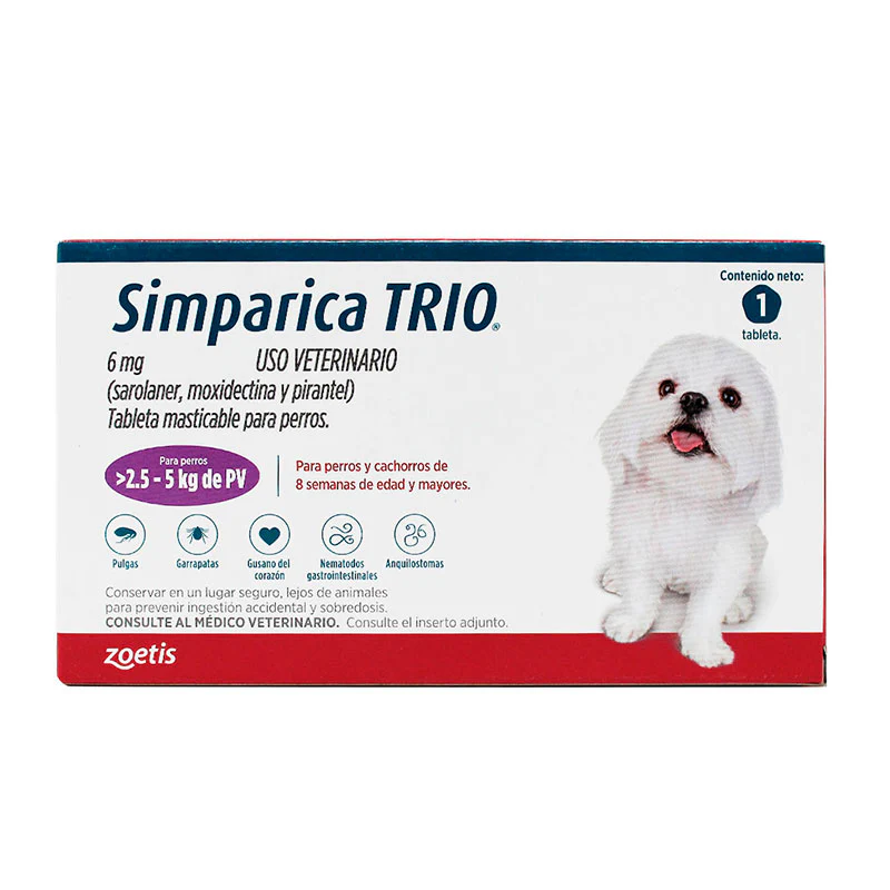 SIMPARICA TRIO 6 MG 2.5-5 KG 1 TAB