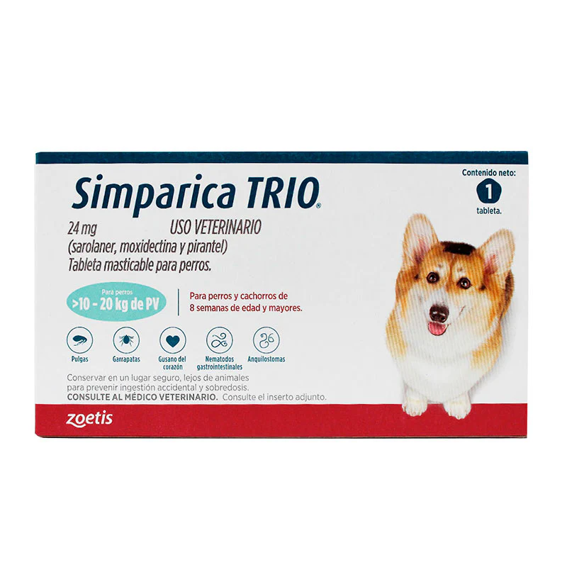 SIMPARICA TRIO 24 MG 10-20KG 1 TAB