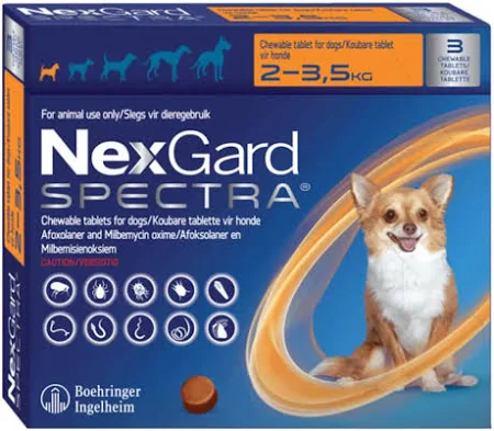 COMBO NEXGARD SPECTRA XS 2 A 3.5 KG 3 PASTILLAS 3 MESES