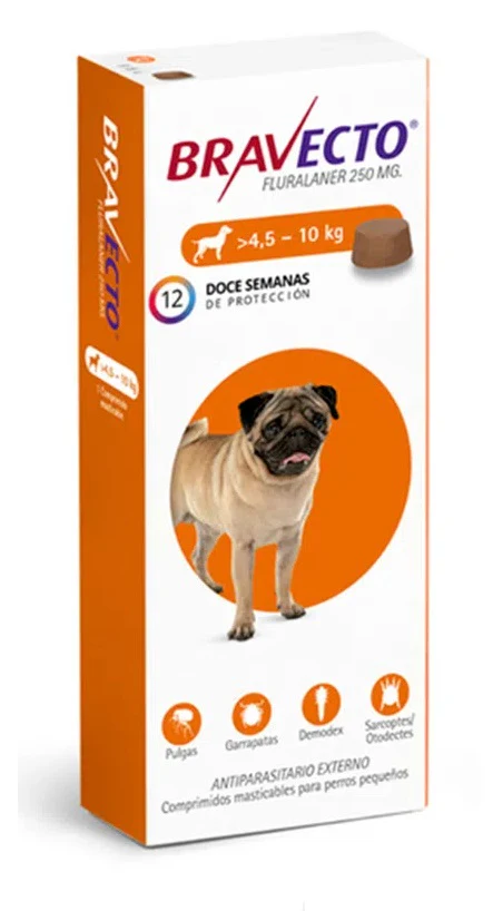 BRAVECTO 250 MG 4.5-10 KG 1TAB 3 MESES DE DURACION