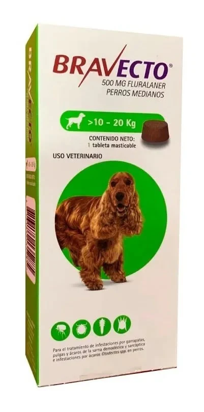 BRAVECTO 500 MG 10-20KG 1TAB 3 MESES DE DURACION