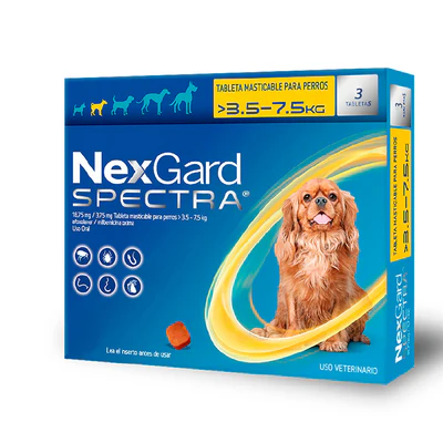 COMBO NEXGARD SPECTRA 3.6 A 7.5 KG 3 PASTILLAS 3 MESES