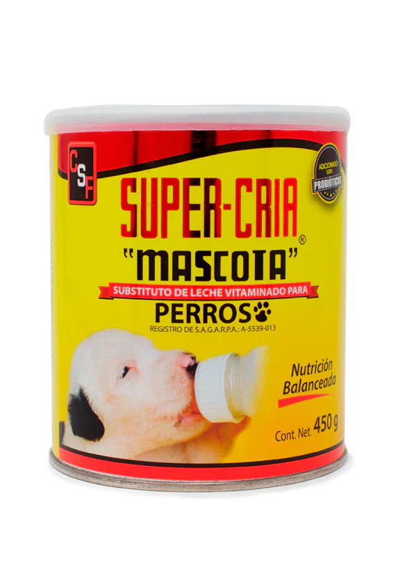 SUSTITUTO DE LECHE SUPER-CRIA PET 450 GR LECHE PARA CACORROS.