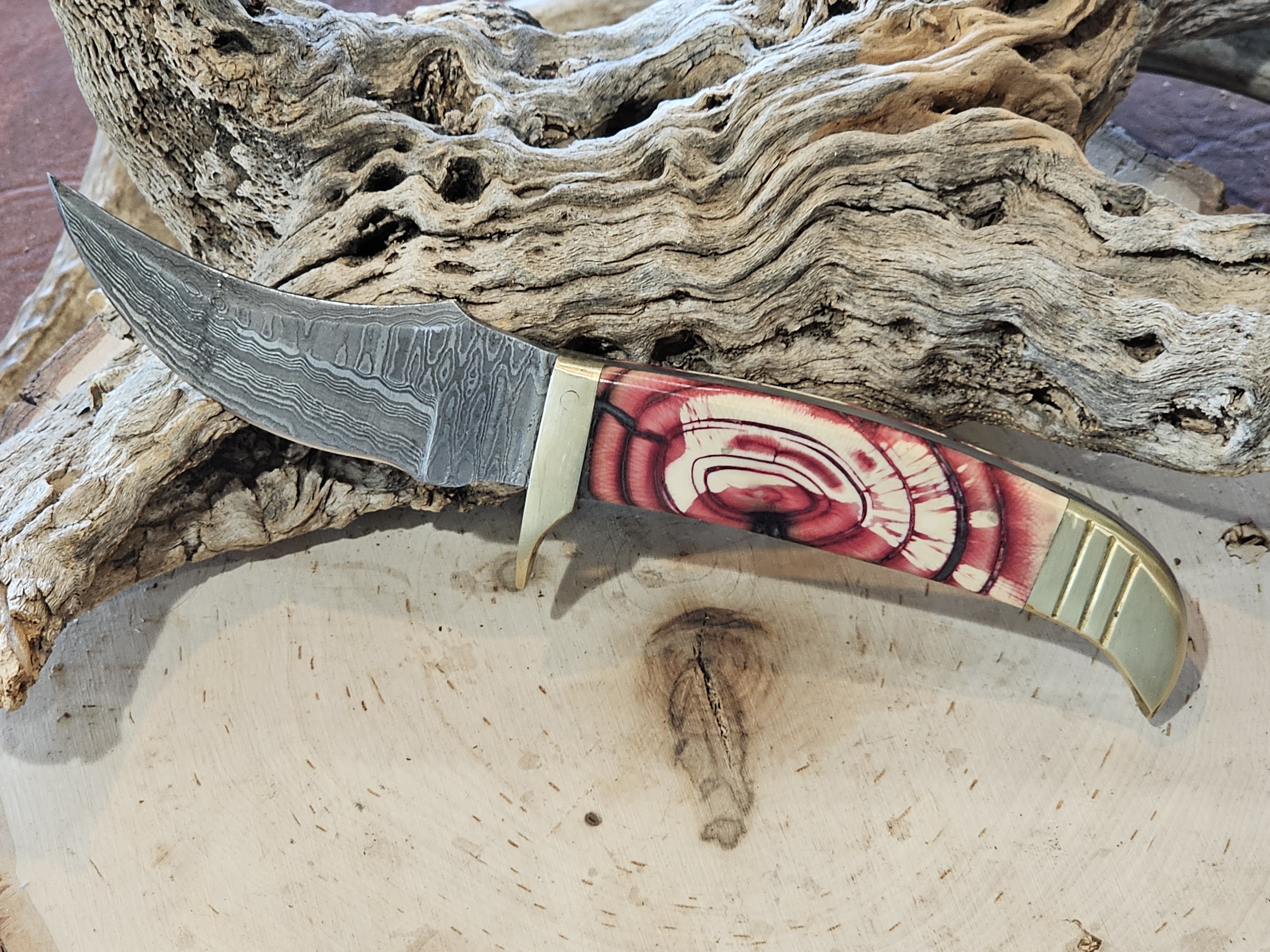 Handcrafted Damascus Steel Knife Woolly Mammoth Tusk handle