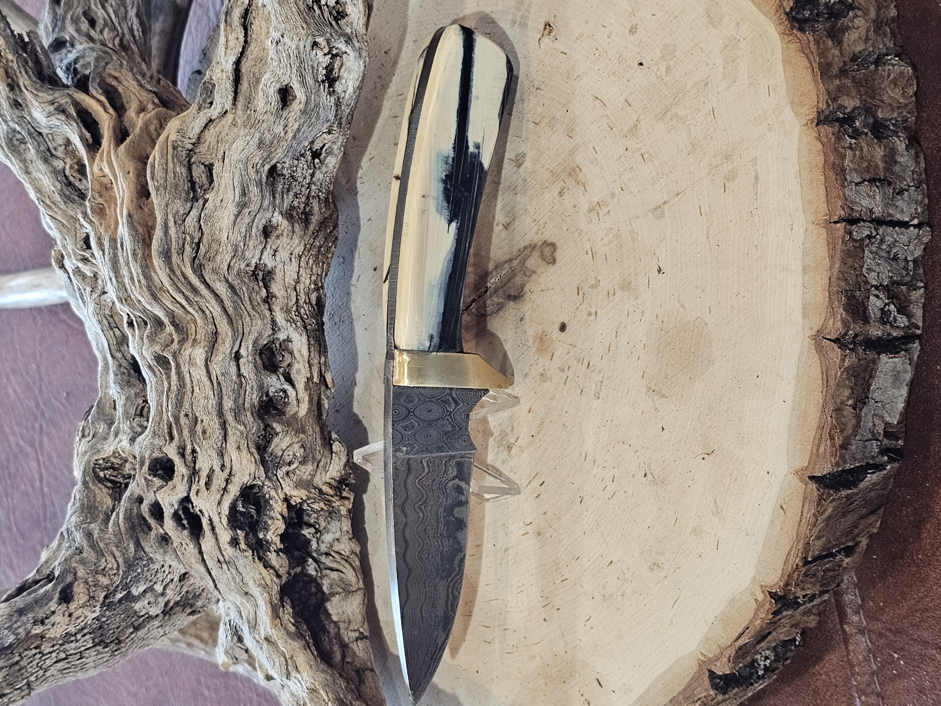 Woolly Mammoth Tusk Damascus Steel Knife