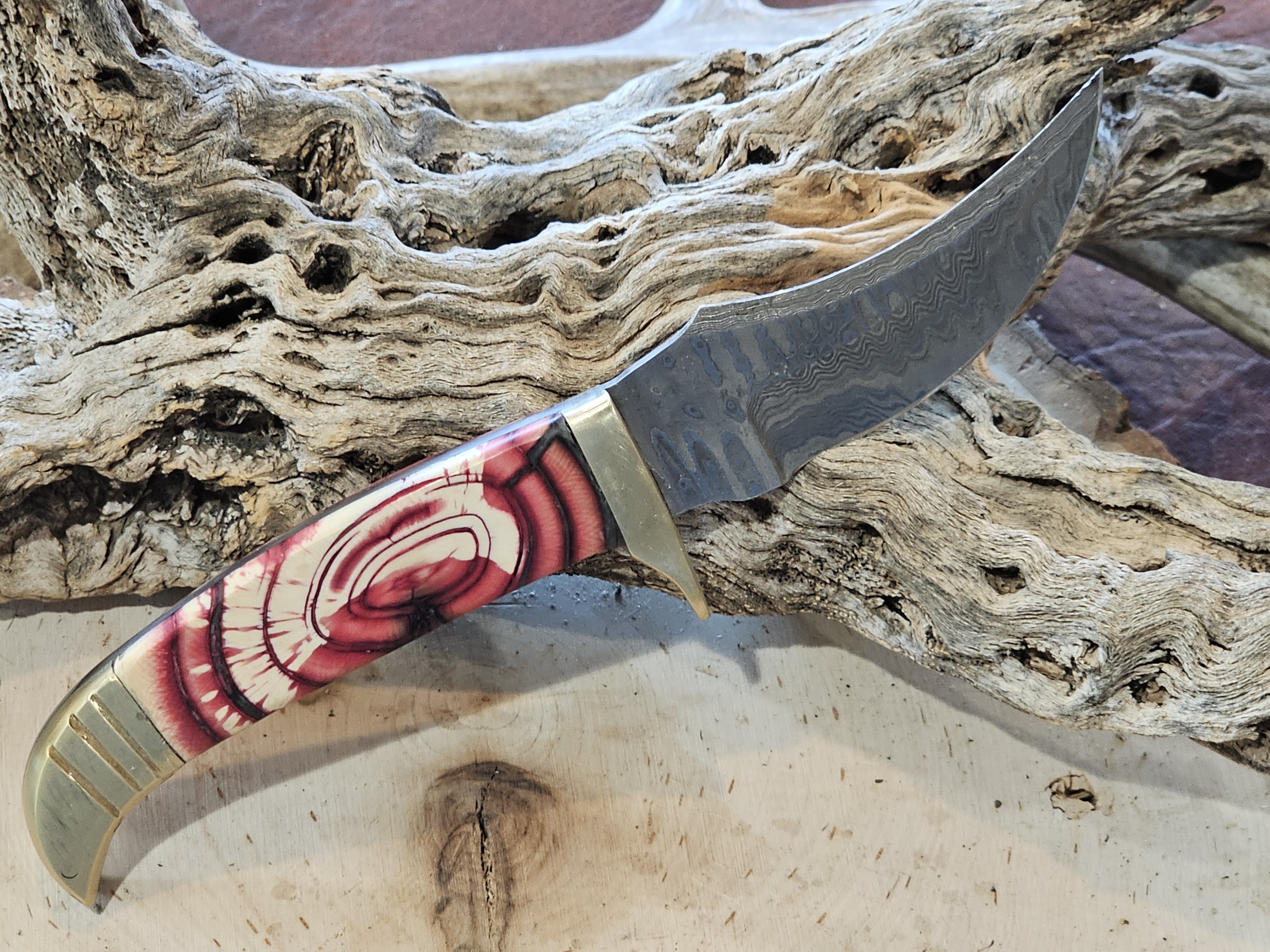 Handcrafted Damascus Steel Knife Woolly Mammoth Tusk handle
