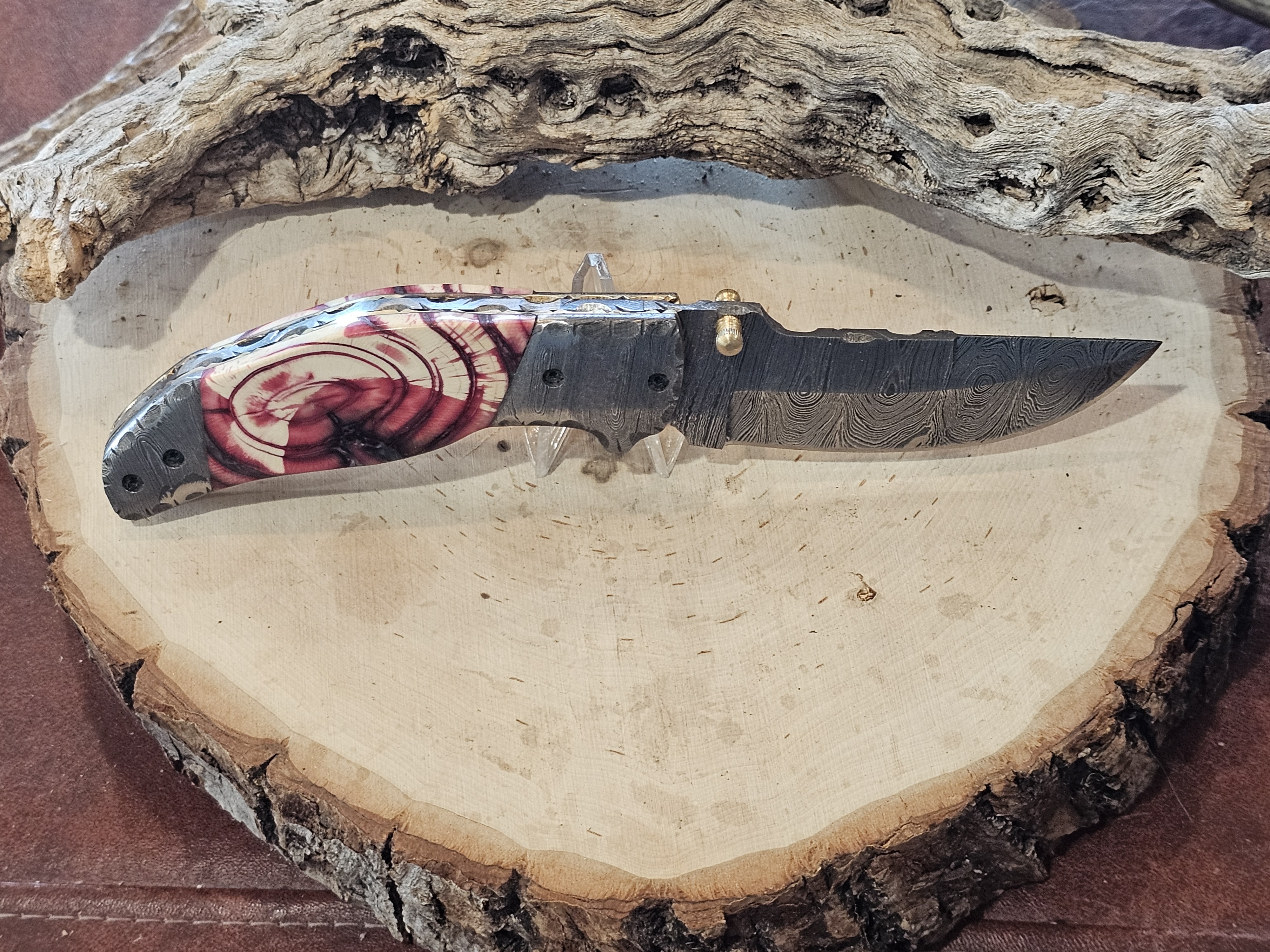 Woolly Mammoth Tusk Damascus Folding Knife