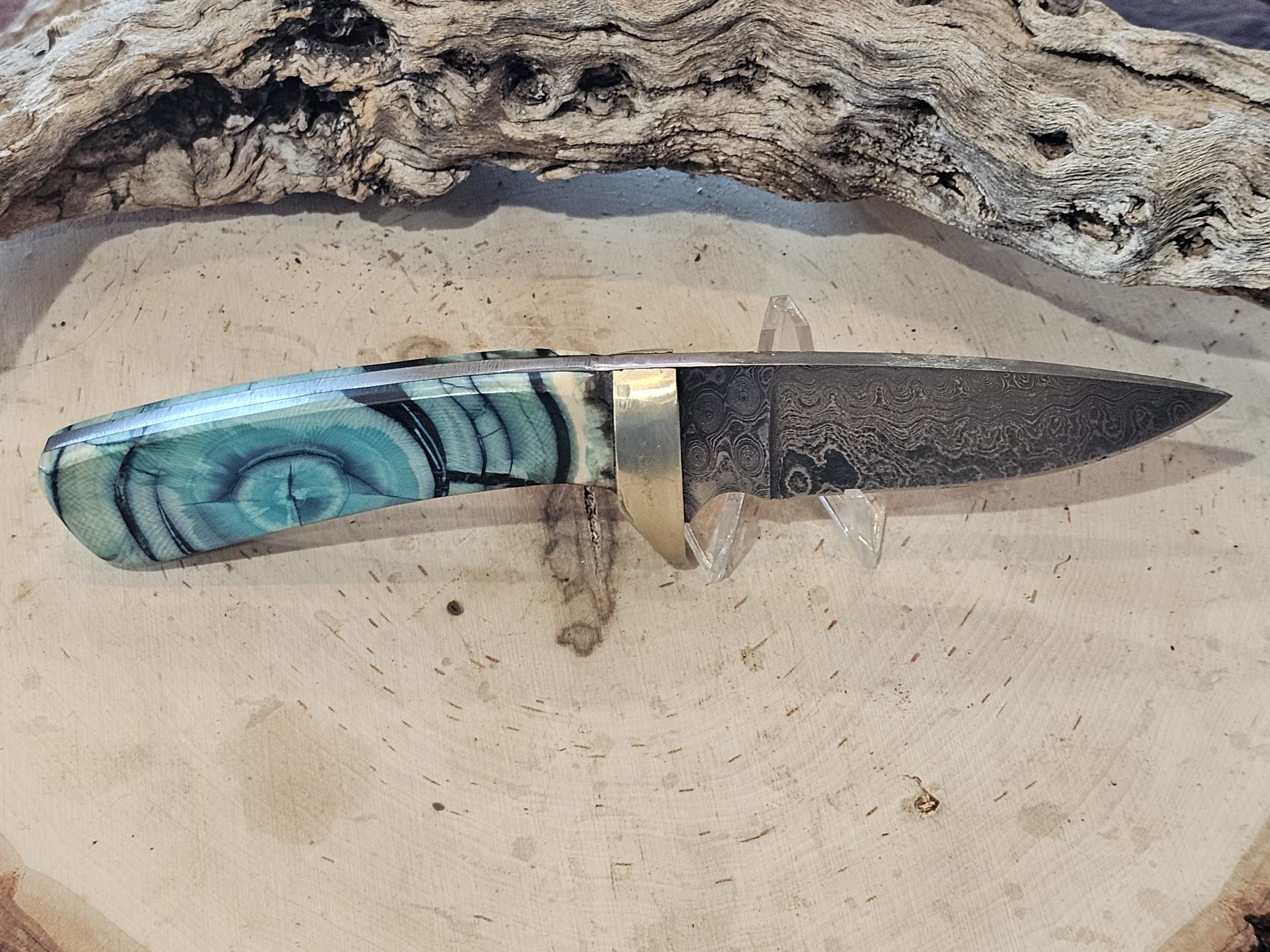 Woolly Mammoth Tusk Damascus Steel Knife