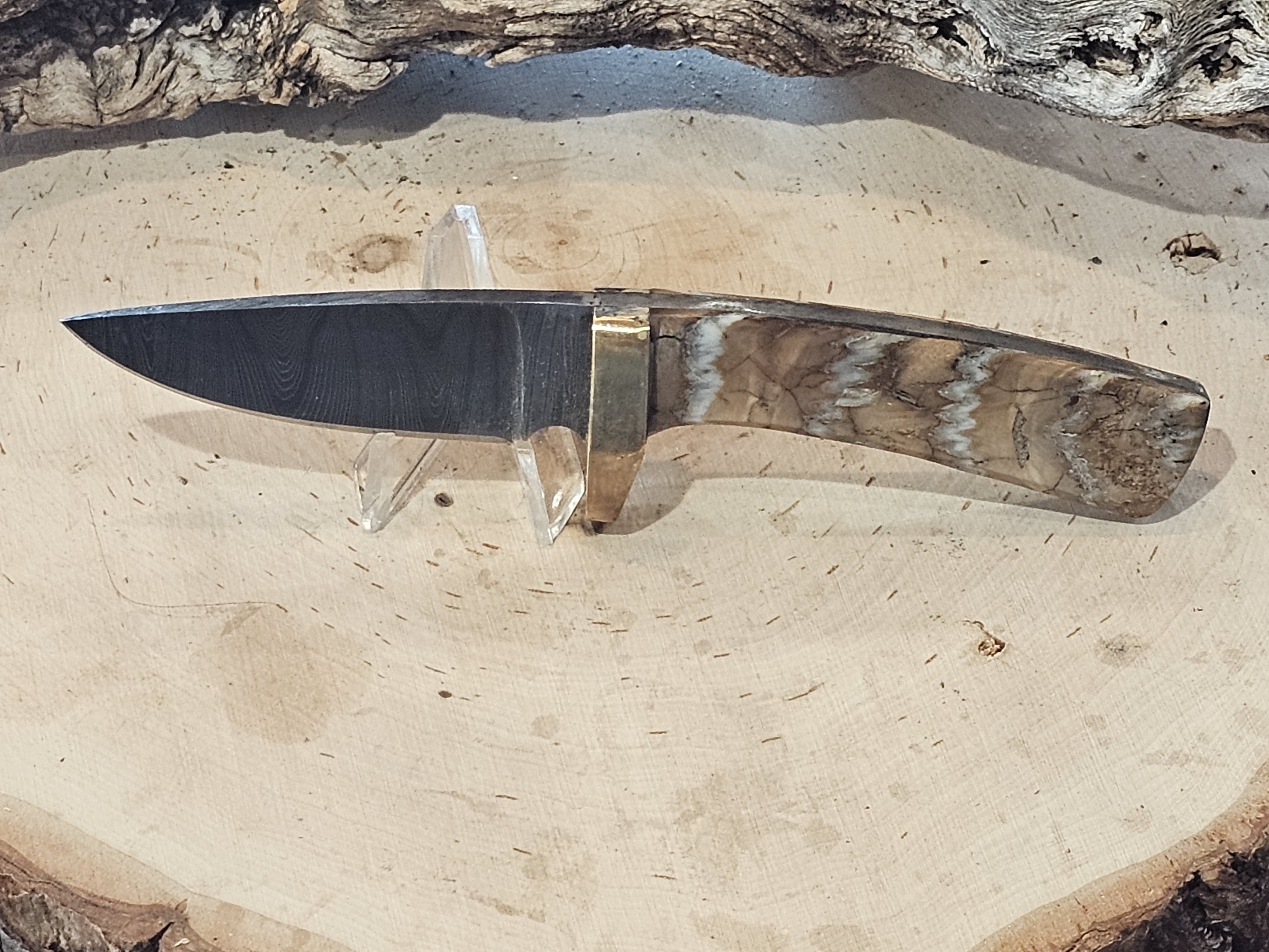 Woolly Mammoth Tooth Fixed Blade Damascus Knife