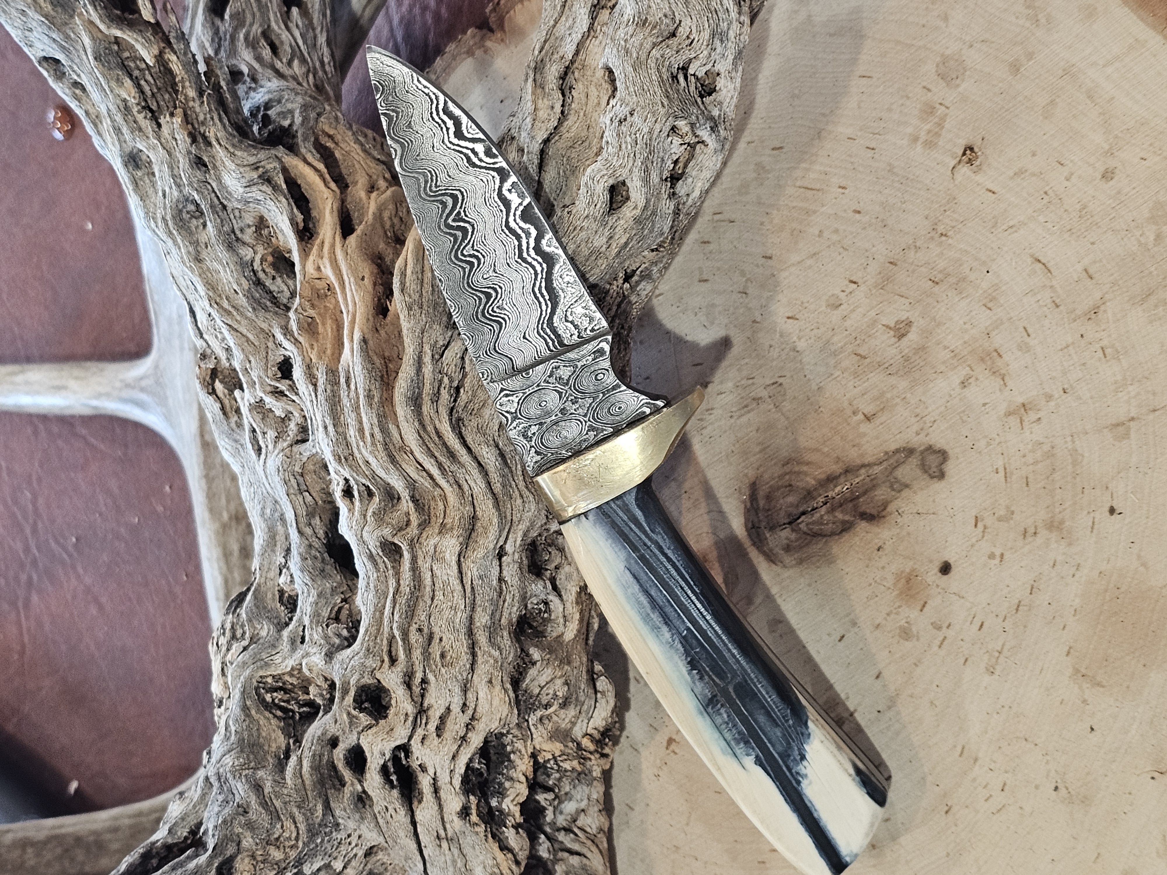 Woolly Mammoth Tusk Damascus Steel Knife