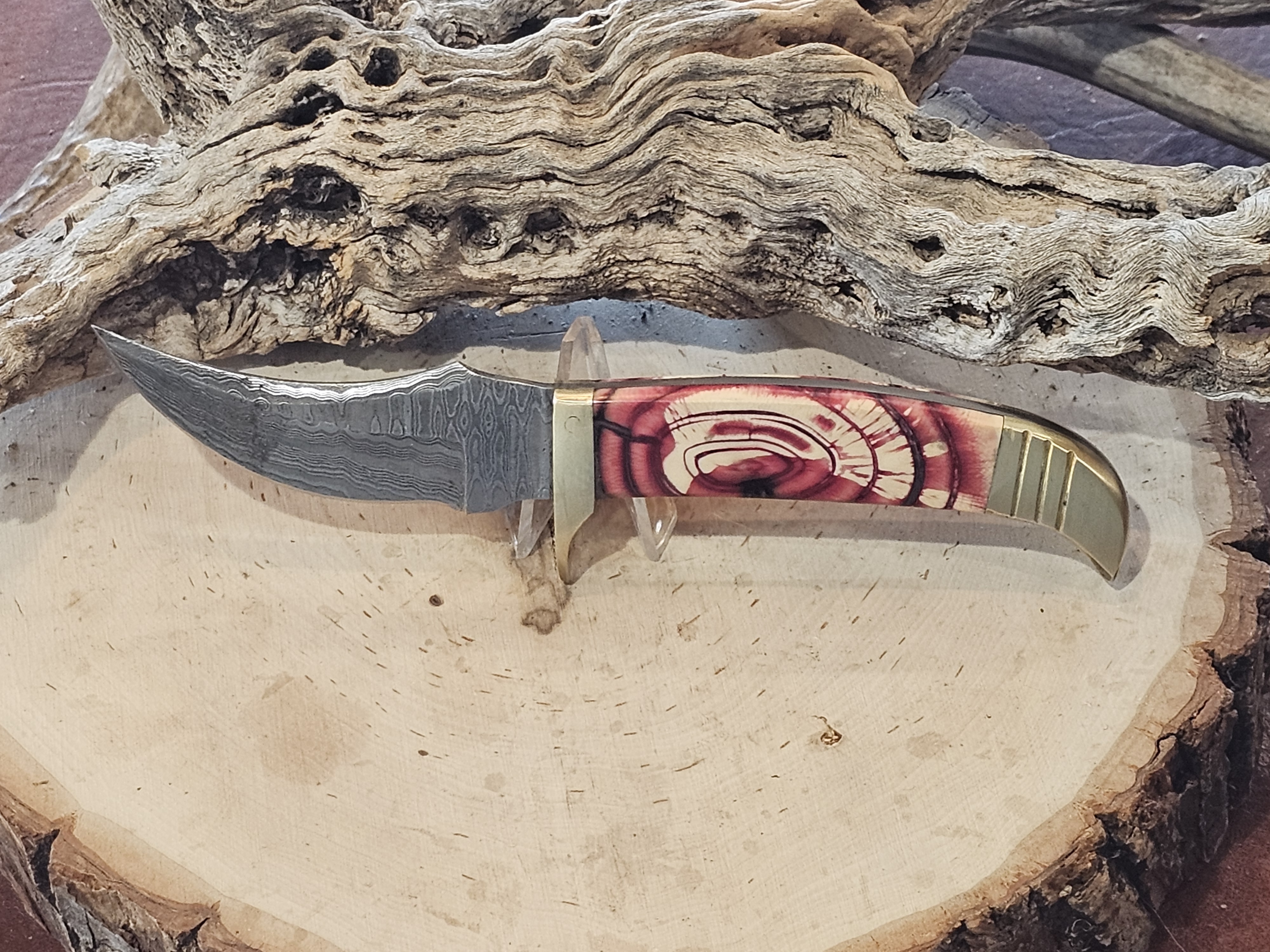 Handcrafted Damascus Steel Knife Woolly Mammoth Tusk handle
