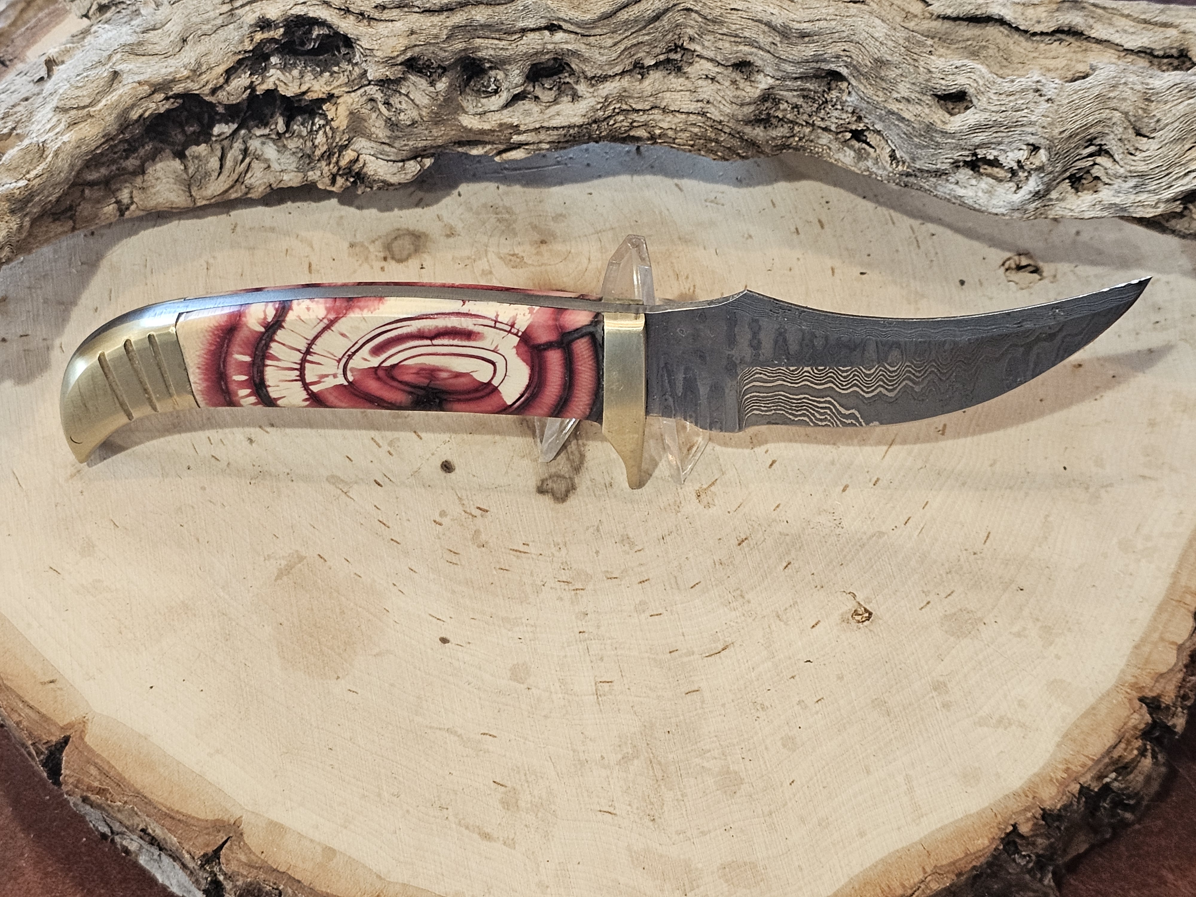 Handcrafted Damascus Steel Knife Woolly Mammoth Tusk handle