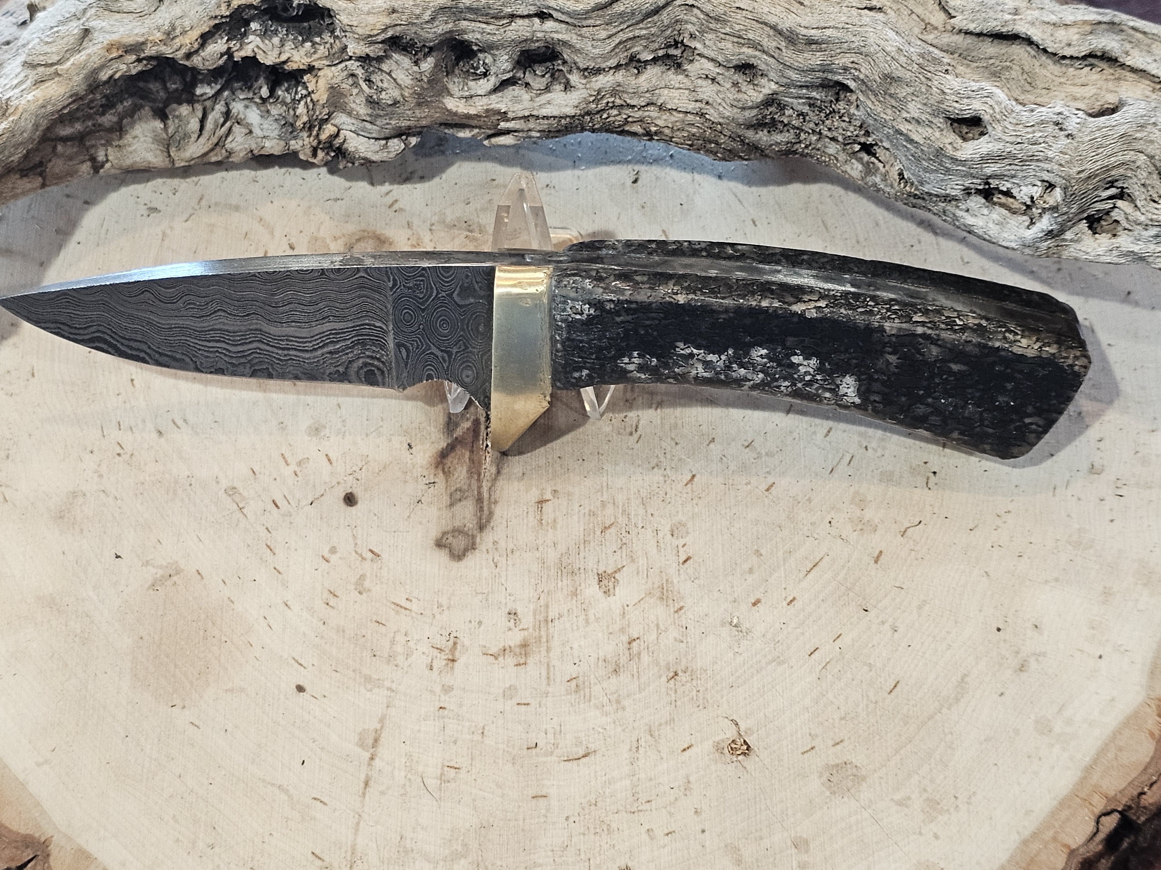 Handcrafted Damascus Steel Knife with Dinosaur Bone handle