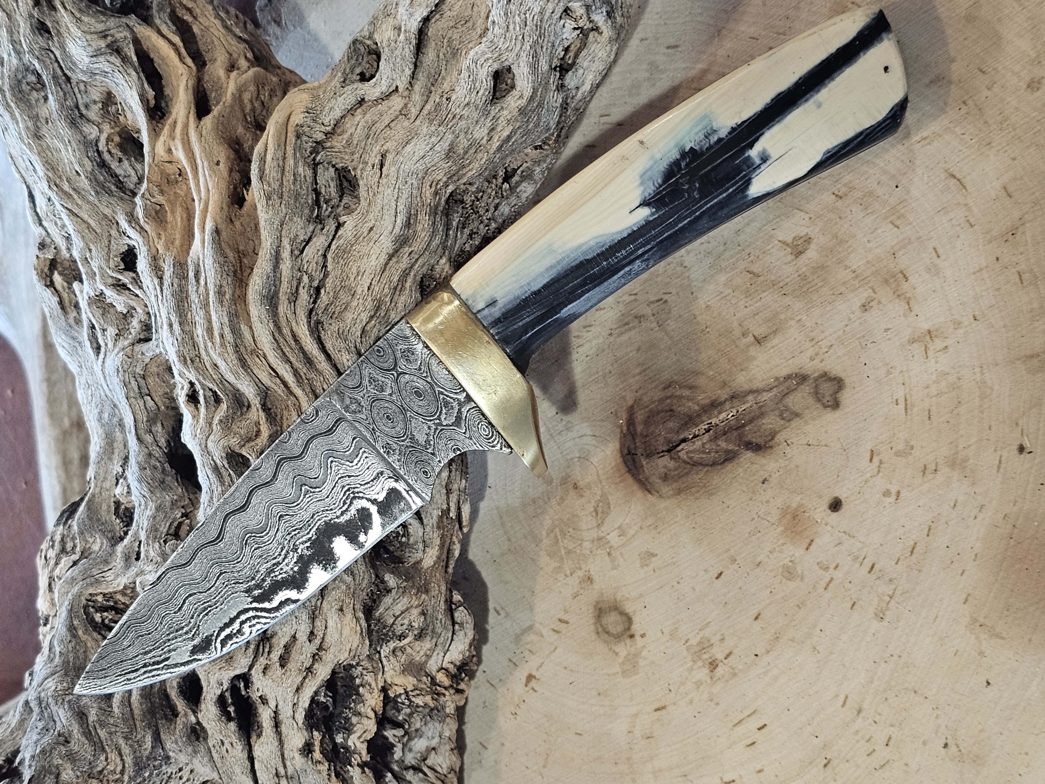 Woolly Mammoth Tusk Damascus Steel Knife
